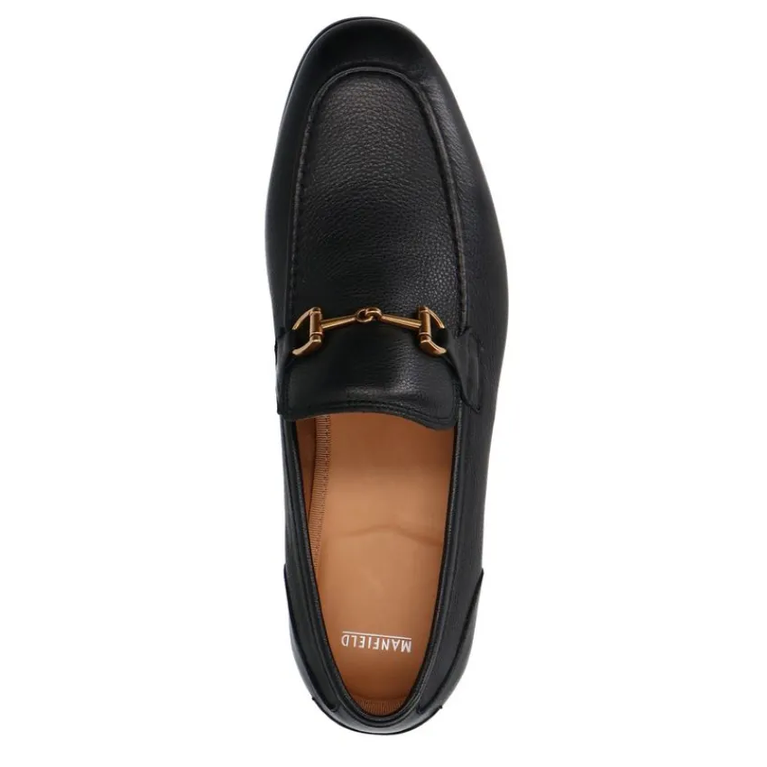 Manfield Zwarte leren loafers^Heren Loafers