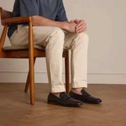 Manfield Zwarte leren loafers^Heren Loafers