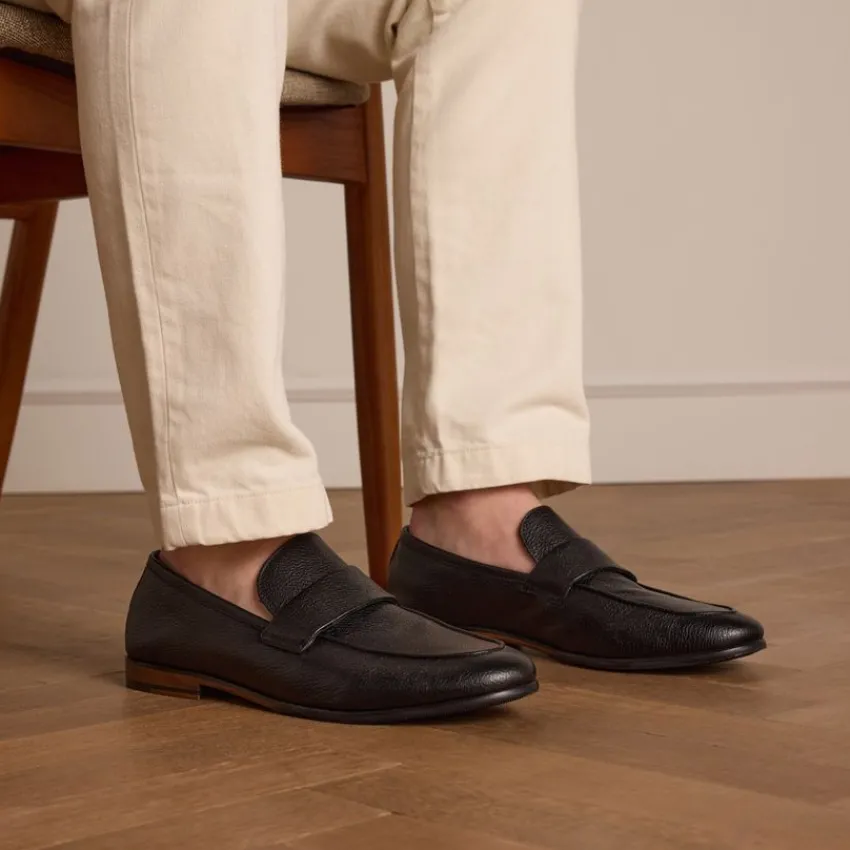 Manfield Zwarte leren loafers^Heren Loafers