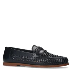 Manfield Zwarte leren loafers^Heren Loafers