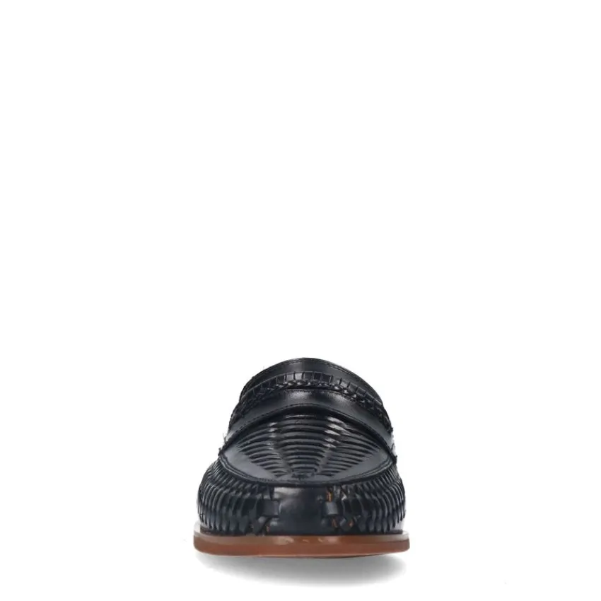 Manfield Zwarte leren loafers^Heren Loafers