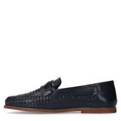 Manfield Zwarte leren loafers^Heren Loafers