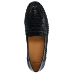 Manfield Zwarte leren loafers^Heren Loafers