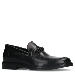 Manfield Zwarte leren loafers^Heren Loafers