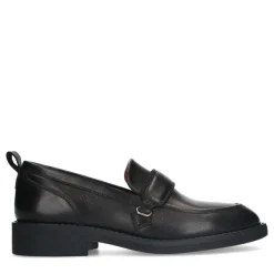 Manfield Zwarte leren loafers^DAMES Loafers