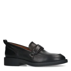 Manfield Zwarte leren loafers^DAMES Loafers