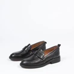 Manfield Zwarte leren loafers^DAMES Loafers
