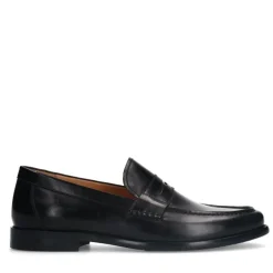Manfield Zwarte leren loafers^Heren Loafers