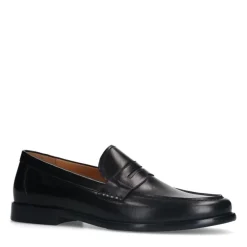 Manfield Zwarte leren loafers^Heren Loafers