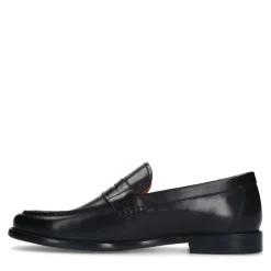 Manfield Zwarte leren loafers^Heren Loafers