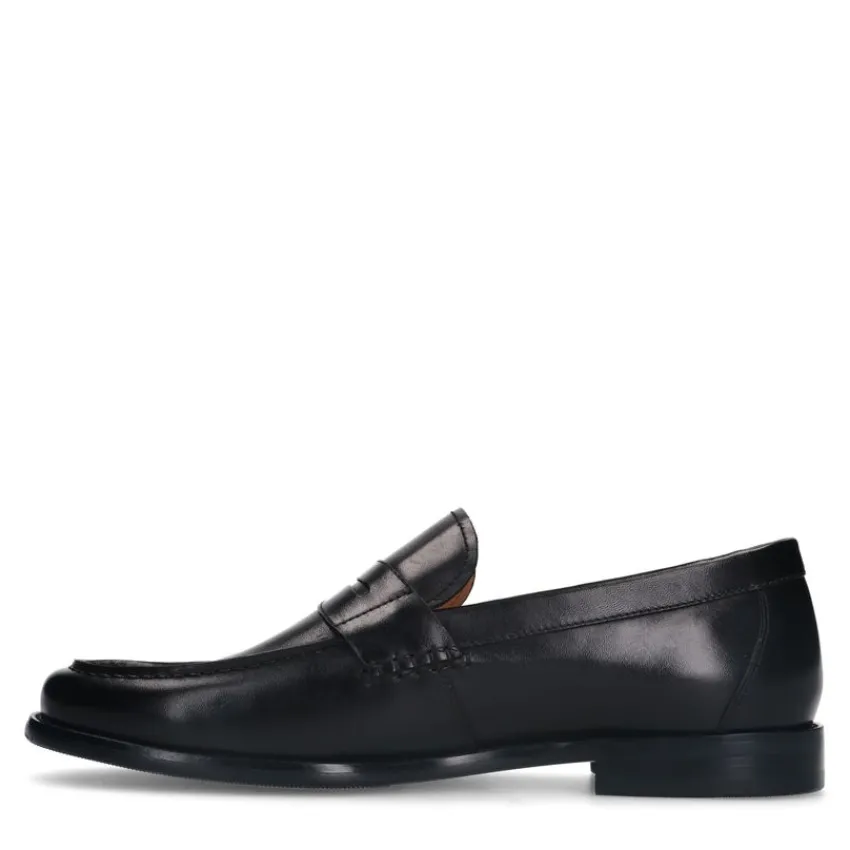 Manfield Zwarte leren loafers^Heren Loafers