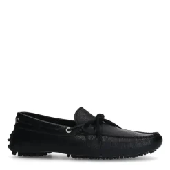 Manfield Zwarte leren loafers^Heren Loafers