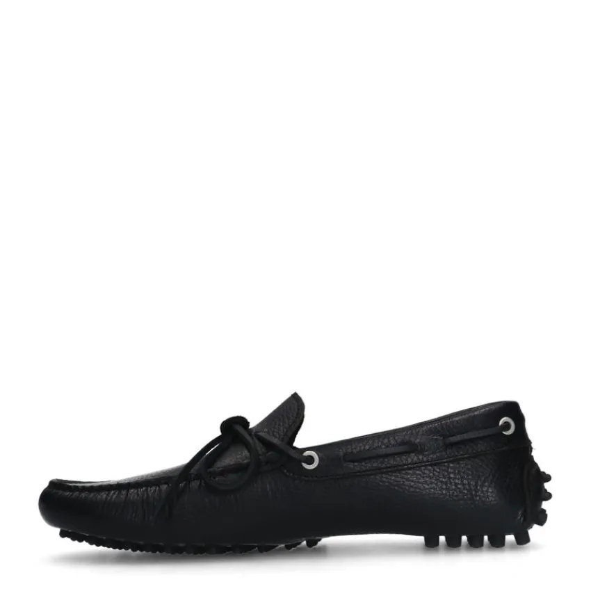 Manfield Zwarte leren loafers^Heren Loafers