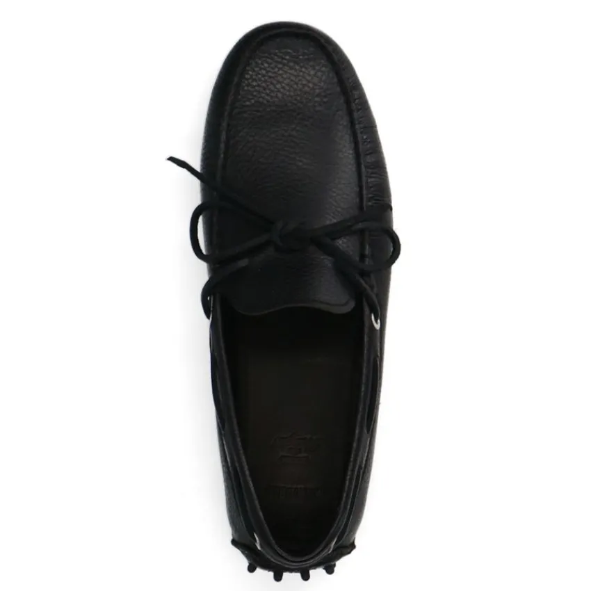 Manfield Zwarte leren loafers^Heren Loafers