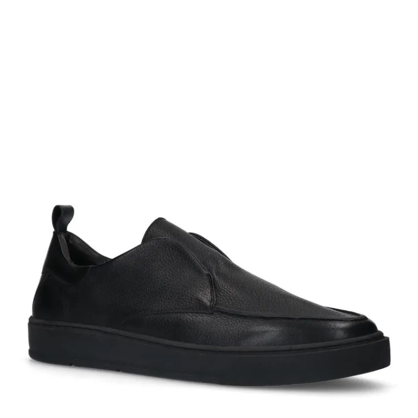 Manfield Zwarte leren loafers^Heren Loafers