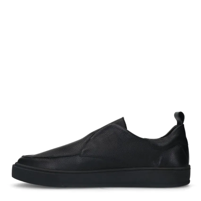 Manfield Zwarte leren loafers^Heren Loafers