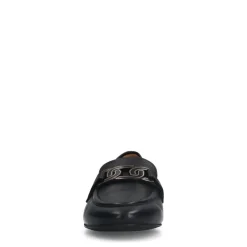 Manfield Zwarte leren loafers met detail^DAMES Loafers