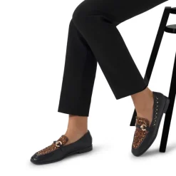 Manfield Zwarte leren loafers met details^DAMES Loafers