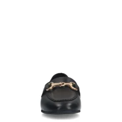 No Stress Zwarte leren loafers met goudkleurig detail^DAMES Loafers