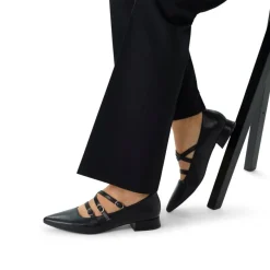 Manfield Zwarte leren loafers met hak^DAMES Loafers