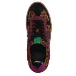 Manfield Zwarte leren panter sneakers^DAMES Sneakers
