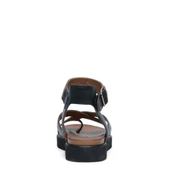 Manfield Zwarte leren plateau sandalen met gespsluiting^DAMES Sandalen
