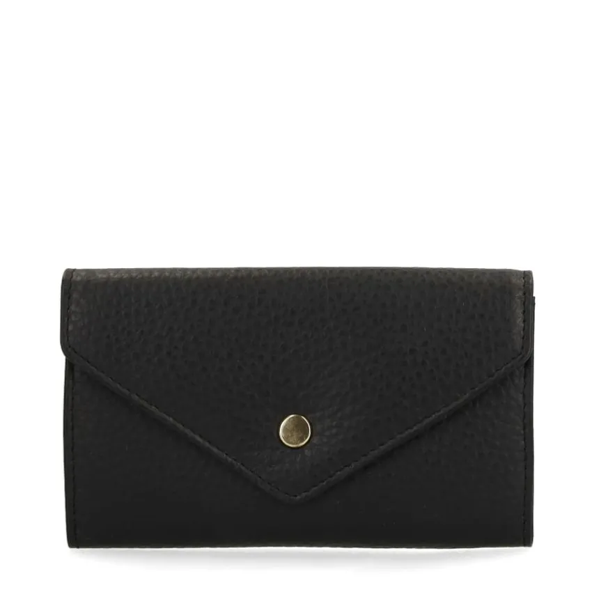 Manfield Zwarte leren portemonnee^ Portemonnees
