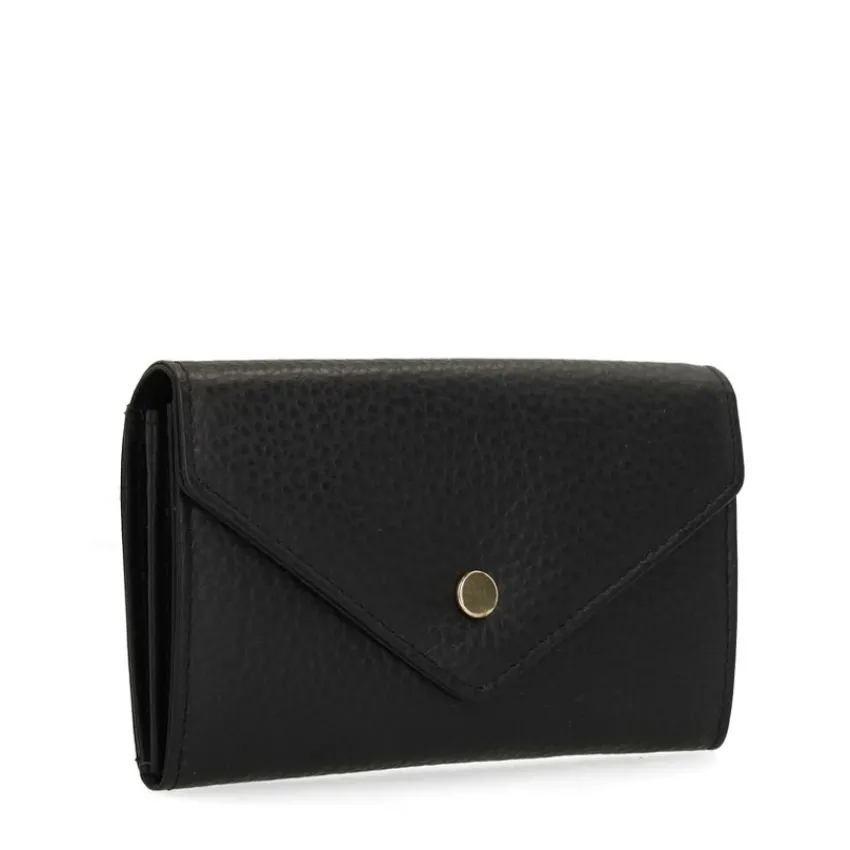 Manfield Zwarte leren portemonnee^ Portemonnees