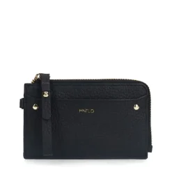 Manfield Zwarte leren portemonnee^ Portemonnees