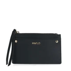 Manfield Zwarte leren portemonnee^ Portemonnees
