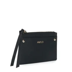 Manfield Zwarte leren portemonnee^ Portemonnees