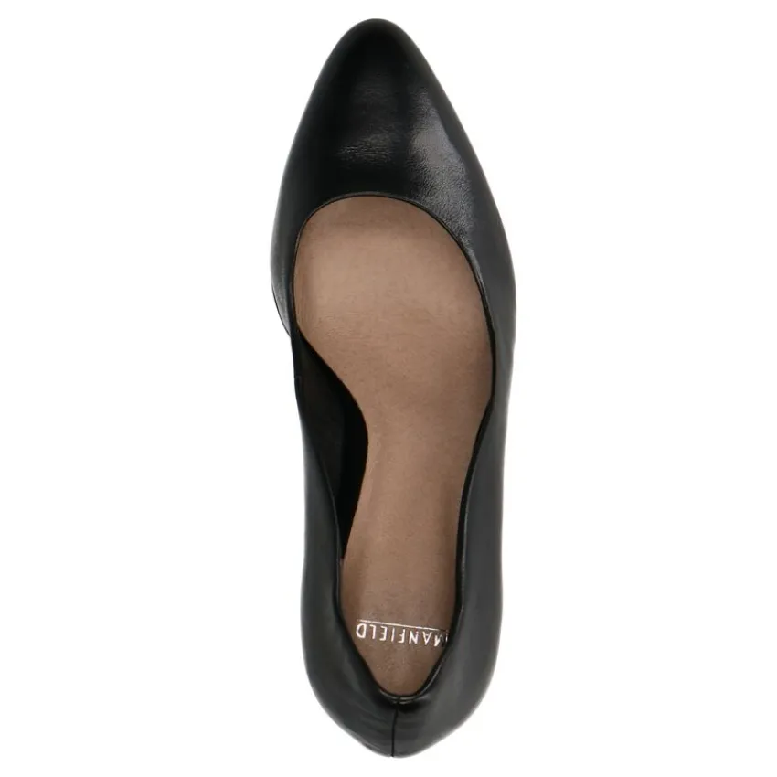 Manfield Zwarte leren pumps^DAMES Pumps