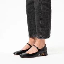 Manfield Zwarte leren pumps^DAMES Pumps