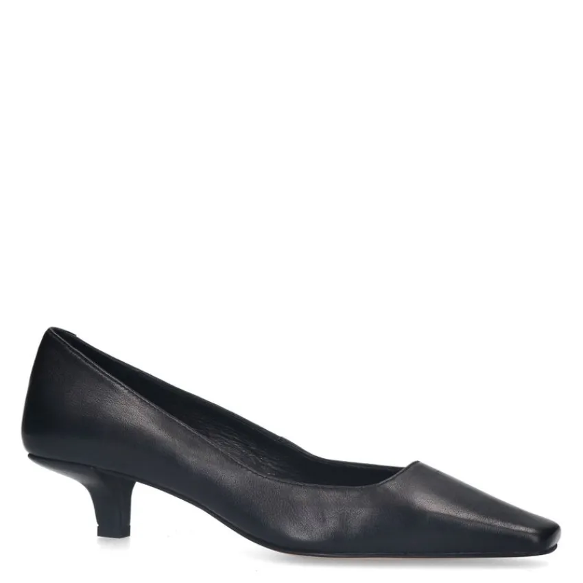 Manfield Zwarte leren pumps^DAMES Pumps