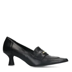 Manfield Zwarte leren pumps met goudkleurig detail^DAMES Pumps