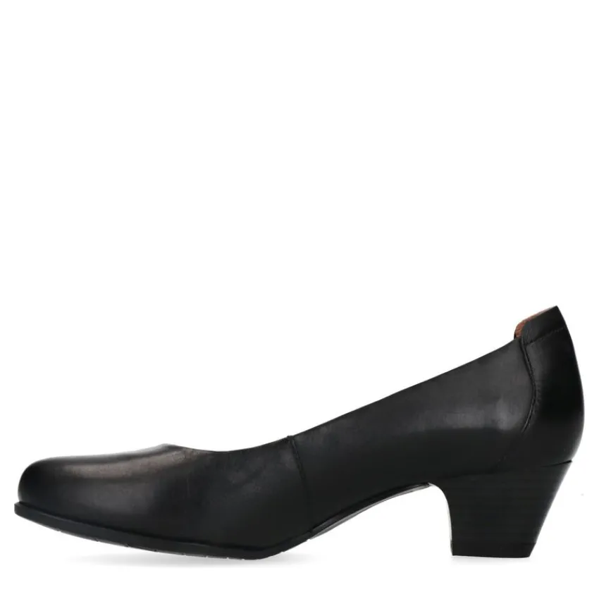 No Stress Zwarte leren pumps met lage hak^DAMES Pumps