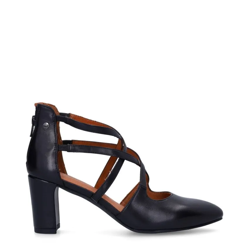 No Stress Zwarte leren pumps met ritssluiting^DAMES Pumps