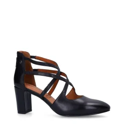 No Stress Zwarte leren pumps met ritssluiting^DAMES Pumps