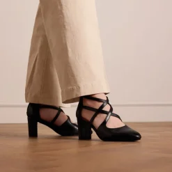 No Stress Zwarte leren pumps met ritssluiting^DAMES Pumps