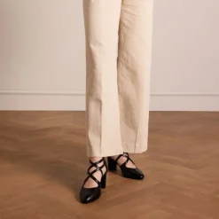 No Stress Zwarte leren pumps met ritssluiting^DAMES Pumps