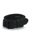 Manfield Zwarte leren riem^ Riemen