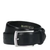 Manfield Zwarte leren riem^ Riemen