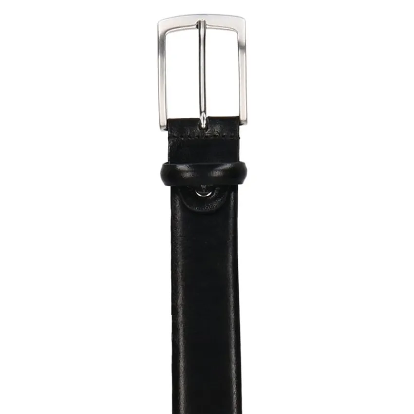 Manfield Zwarte leren riem^ Riemen