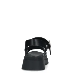 Manfield Zwarte leren sandalen^DAMES Sandalen
