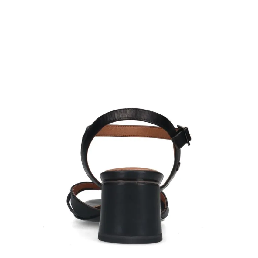 No Stress Zwarte leren sandalen met hak^DAMES Sandalen