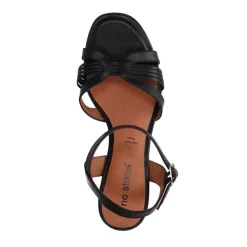 No Stress Zwarte leren sandalen met hak^DAMES Sandalen