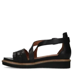 No Stress Zwarte leren sandalen met gevlochten band^DAMES Sandalen
