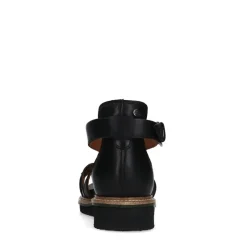 No Stress Zwarte leren sandalen met gevlochten band^DAMES Sandalen