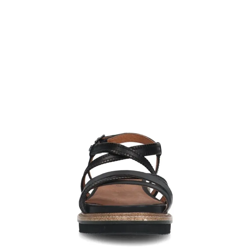 No Stress Zwarte leren sandalen met bandjes^DAMES Sandalen
