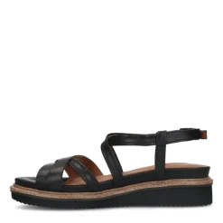 No Stress Zwarte leren sandalen met bandjes^DAMES Sandalen